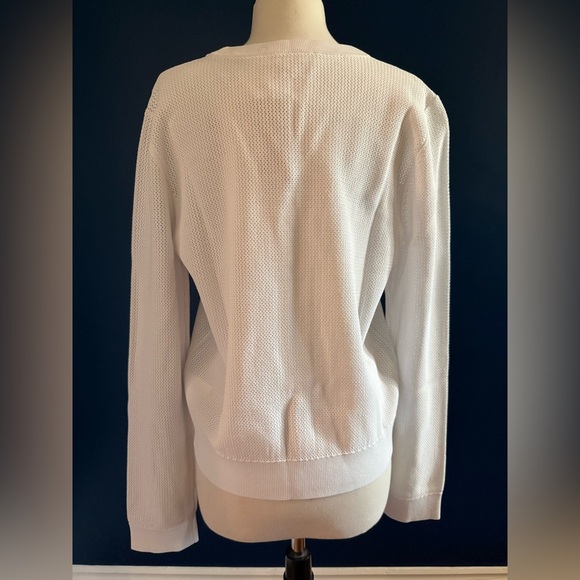 NWT MICHAEL Michael Kors Open Knit Crew Neck Long Sleeve Sweater White Size XL - Picture 2 of 9